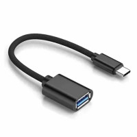 Cabo Adaptador OTG USB Femea Para USB Tipo C Macho, Preto - CBA-06