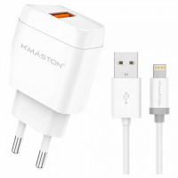 Carregador Para Celular iPhone Lightning H`Maston, Com Entrada USB 5.1A 30W, Branco - Y53-2