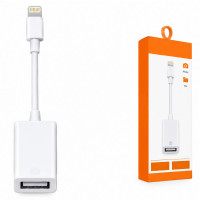Cabo Adaptador Lighting Iphone Macho Para USB 3.1 Fêmea A'Gold, Branco - CBA-02