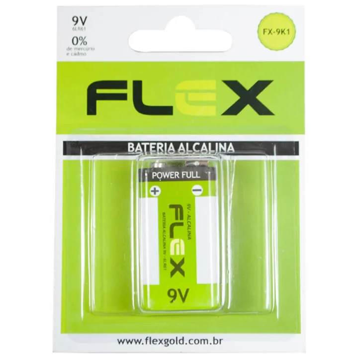 Bateria Alcalina 9V 6LR61, Unidade, Verde - FX-9K1