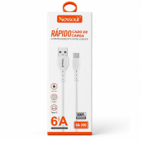 Cabo De Carga Rápida USB Para Tipo C NexSoul, 6A, 1 Metro, Branco - CA-20C