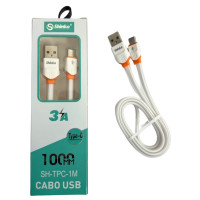 Cabo de Dados USB Para Tipo C Shinka, 1 Metro, Branco - CB0670SK SH-TPC-1M