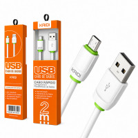 Cabo de Dados Micro USB Para V8 Kaidi, 2 Metros, Branco - KD-327M