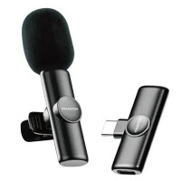 Microfone De Prender Sem Fio H´Maston, Tipo C Para Android Plug And Play F7, Preto - MK-04