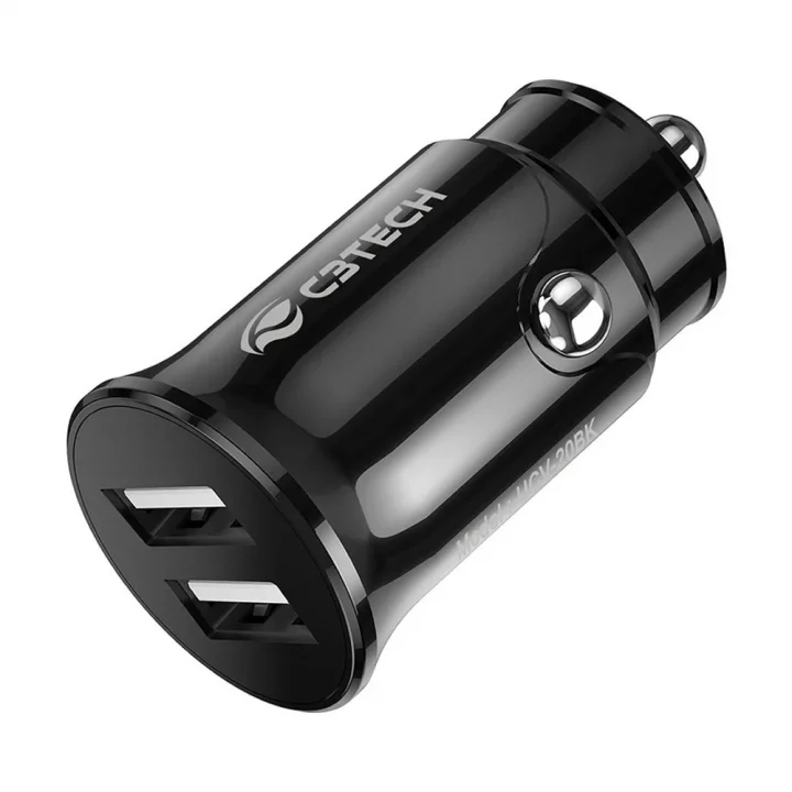 Carregador Veicular C3Tech, Com 2 Saída USB, Preto - UCV-20BK