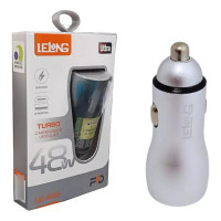 Carregador Veicular Lelong, Com 1 Portas USB e 1 Porta USB-C, 5A 48W, Cinza - LE-535