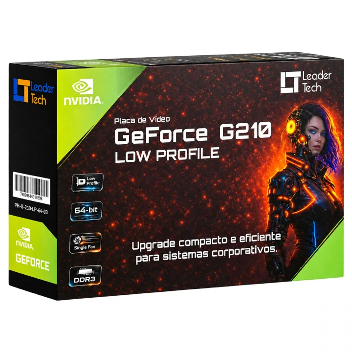 Placa de Vídeo Leadertech Geforce GT 210 LOW Profile, 1GB, 64 Bit, DVI/HDMI/VGA - PV-LT-GT210LP-1G-D3