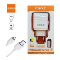 Cabo De Carga Rápida USB Para Tipo C A'Gold, 5.1A, 1 Metro, Branco - CA20-3