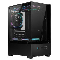 Gabinete Gamer Rise Mode Prisma Glass 01, Mid Tower, Lateral e Frontal em Vidro Temperado, M-ATX, Preto, RM-CA-PRS-01-FB