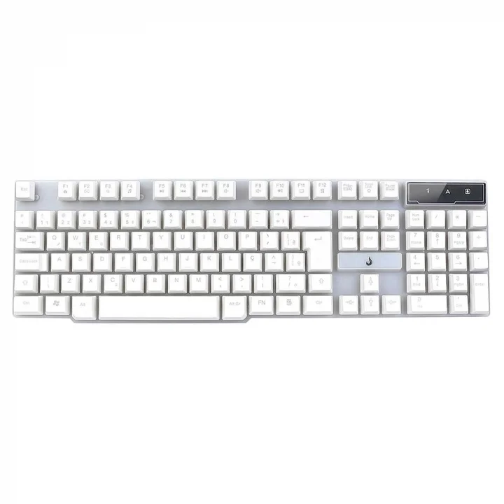 Teclado Semi Mecânico Gamer Rise Mode G1 Full, USB, Membrana, Rainbow, Branco - RM-TG-01-FW