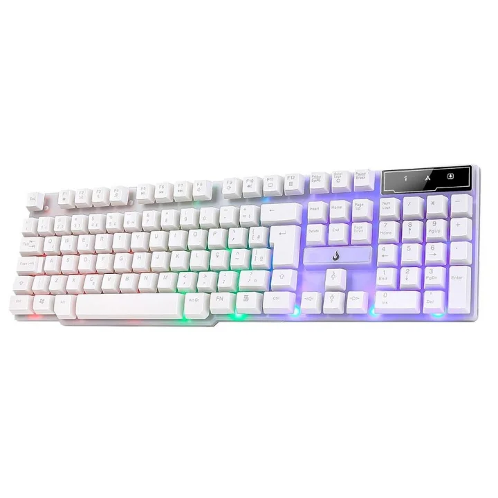 Teclado Semi Mecânico Gamer Rise Mode G1 Full, USB, Membrana, Rainbow, Branco - RM-TG-01-FW