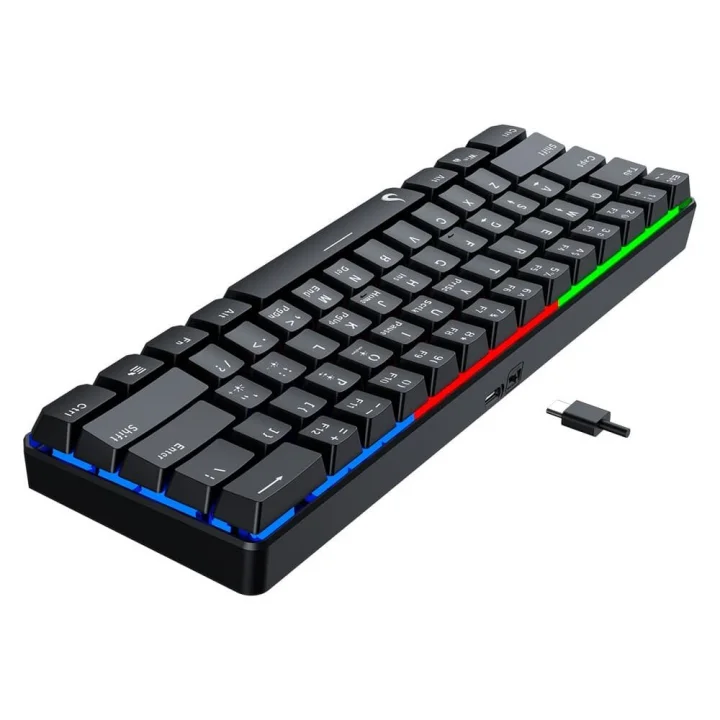 Teclado Semi Mecânico Gamer Rise Mode G2 Mini, USB-C, RGB, Preto - RM-TG-02-B