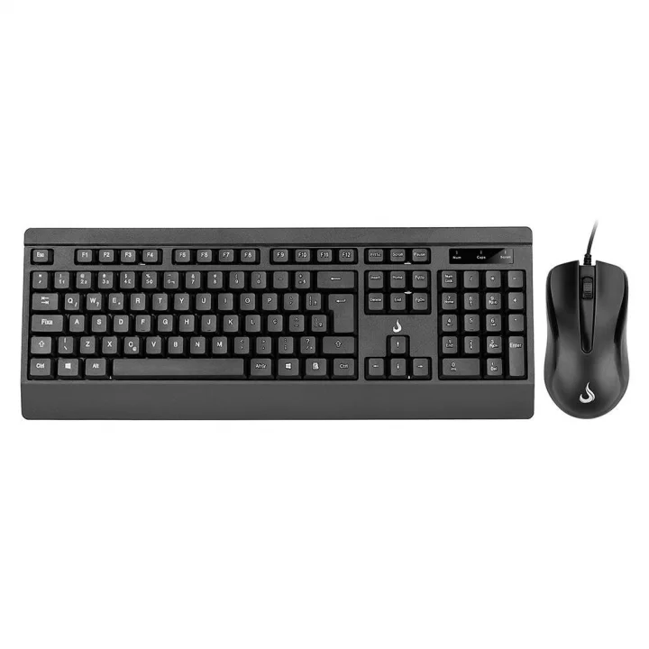 Kit Teclado e Mouse Rise Mode Office OF 02, USB, 1000DPI ABNT2, Preto - RM-TM-02-FB