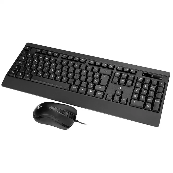 Kit Teclado e Mouse Rise Mode Office OF 02, USB, 1000DPI ABNT2, Preto - RM-TM-02-FB