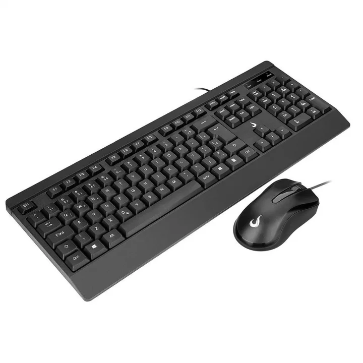 Kit Teclado e Mouse Rise Mode Office OF 02, USB, 1000DPI ABNT2, Preto - RM-TM-02-FB