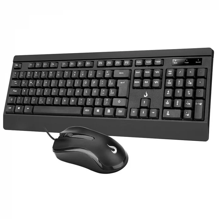 Kit Teclado e Mouse Rise Mode Office OF 02, USB, 1000DPI ABNT2, Preto - RM-TM-02-FB