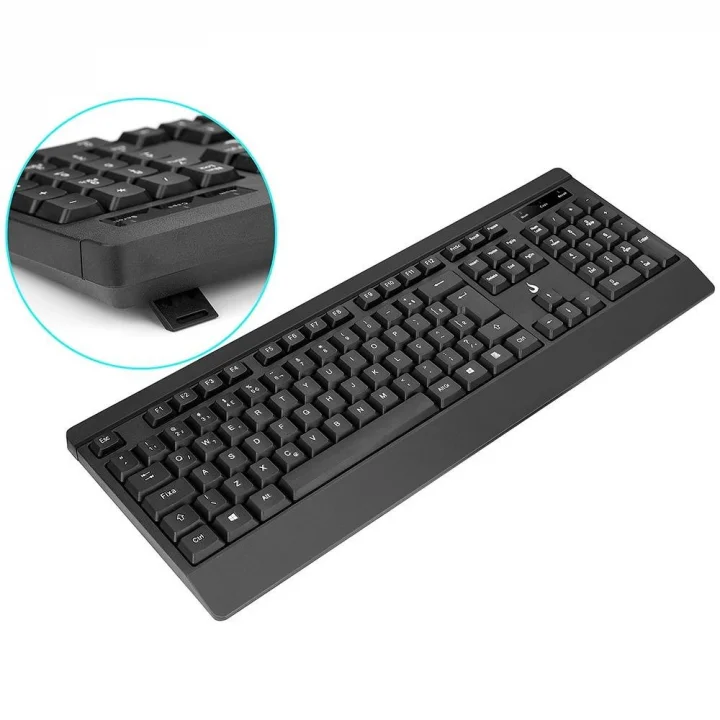 Kit Teclado e Mouse Rise Mode Office OF 02, USB, 1000DPI ABNT2, Preto - RM-TM-02-FB