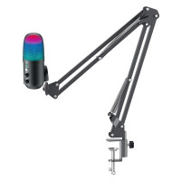 Microfone Gamer De Mesa Rise Mode Elite 04, RGB, P3, USB-C, Preto - RM-ME-04-B