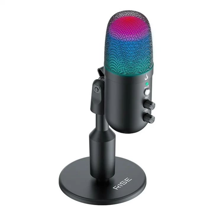 Microfone Gamer De Mesa Rise Mode Elite 04, RGB, P3, USB-C, Preto - RM-ME-04-B