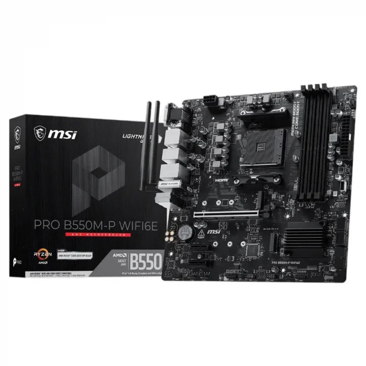 Placa Mãe MSI PRO B550M-P WIFI6E, AMD, AM4, mATX, Chipset B550, DDR4, Wi-Fi 6E, VGA/HDMI/DP - 911-7C95-210