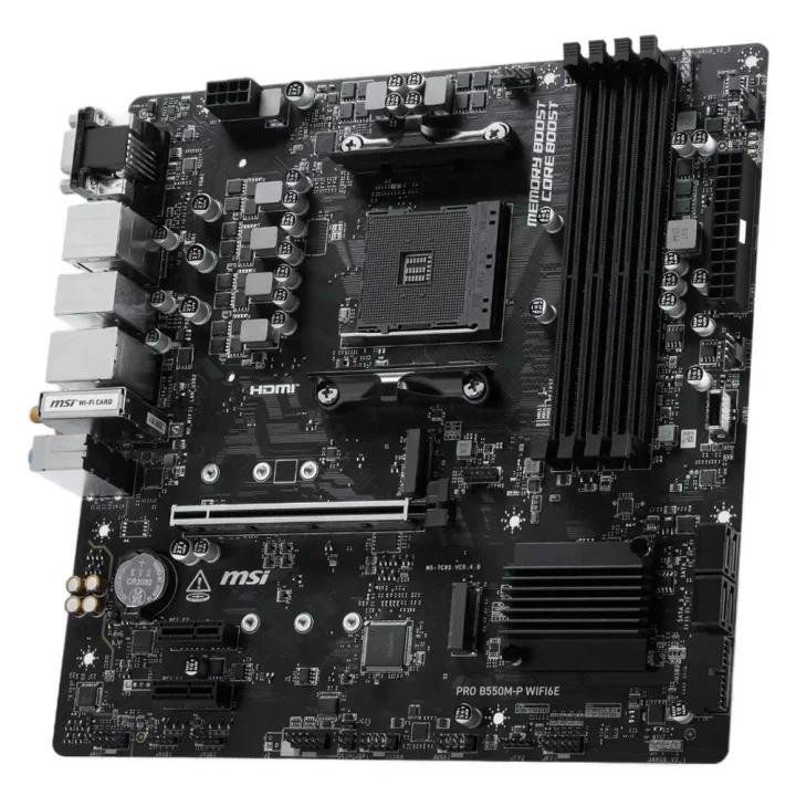 Placa Mãe MSI PRO B550M-P WIFI6E, AMD, AM4, mATX, Chipset B550, DDR4, Wi-Fi 6E, VGA/HDMI/DP - 911-7C95-210