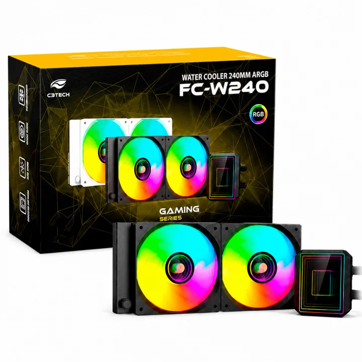Water Cooler C3Tech Gaming ARGB, 240mm, Preto - FC-W240BKV2
