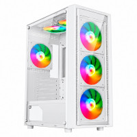 Gabinete Gamer Liketec Sigma Snow, Mid Tower, mATX, Lateral e Frontel em Vidro, 3 Fan Rainbow, Branco - LC-AT-SIGMA-02