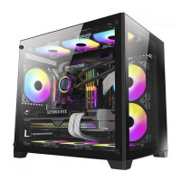 Gabinete Gamer Liketec Cube Kirra, RGB, Mid Tower, Vidro Temperado, mATX, 4 Fans, Preto - LC-MA-KIRRA-D-01