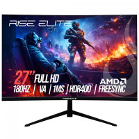 Monitor Gamer Curvo Rise Mode Prime 27" FHD, 180Hz, 1ms, VA, FreeSync, HDR 400, HDMI e DP, Preto - RM-MOG-27C180FH-B