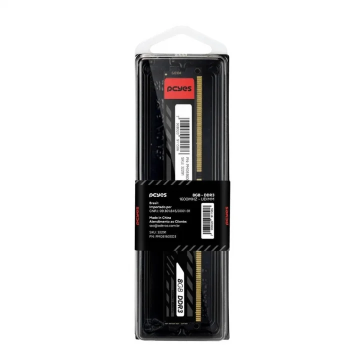Memória PCYes, 8GB, 1600MHz, DDR3, CL11, Preto - PM081600D3