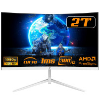 Monitor Gamer SuperFrame Vision 27", Full HD, Curvo, 300Hz, FreeSync/G-Sync, HDMI/DP, Branco - SF-MN-VSN27FVCFW1B