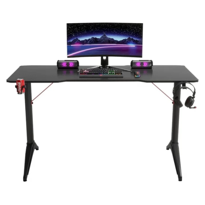 Mesa Gamer Bright Striker, Com LED RGB, Suporte de Copo, Preta - MG003
