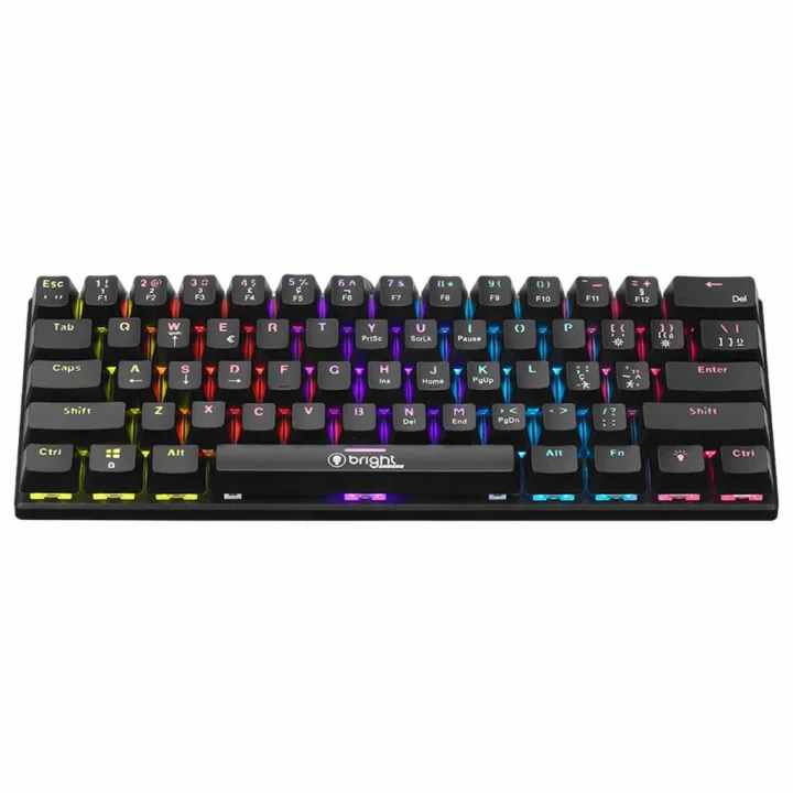 Teclado Mecânico Gamer Bright Virtus, Rainbow e LED Lateral, Switch Blue, Preto - GTC565