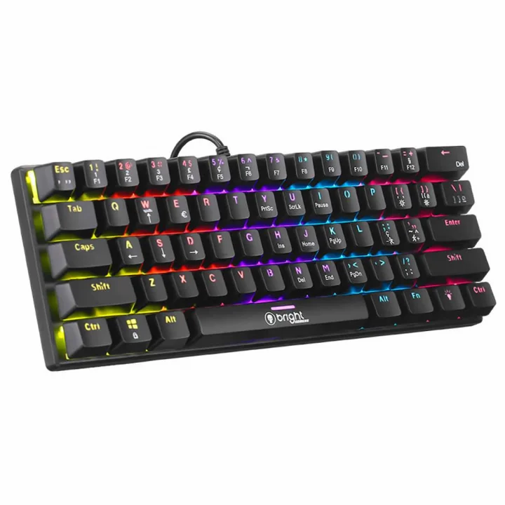 Teclado Mecânico Gamer Bright Virtus, Rainbow e LED Lateral, Switch Blue, Preto - GTC565