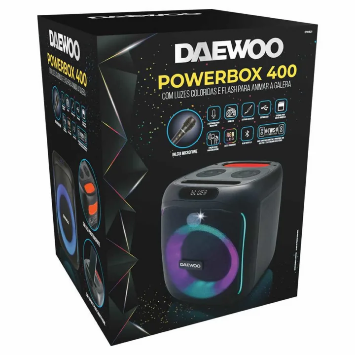 Caixa de Som Portátil Daewoo, Powerbox 400, Bluetooth 5.0, 90W RMS, Preto - DW621